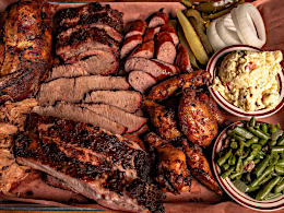 A full meat tray from Demeris BBQ in Houston, Texas.