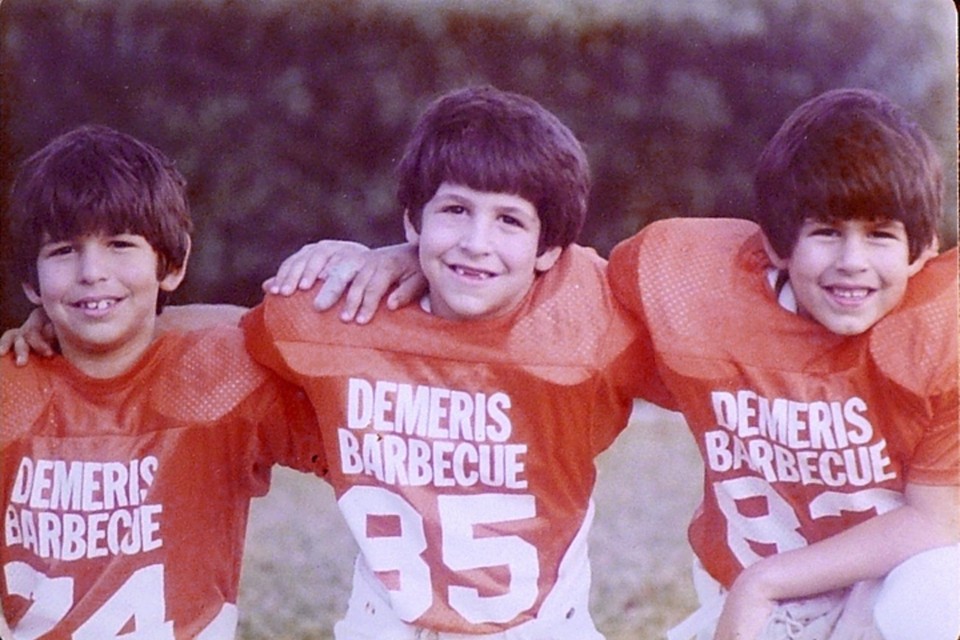 Yonny and Frankie Demeris on the Demeris football team when they were boys.